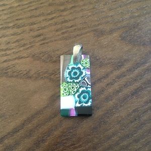 Glass floral necklace pendant